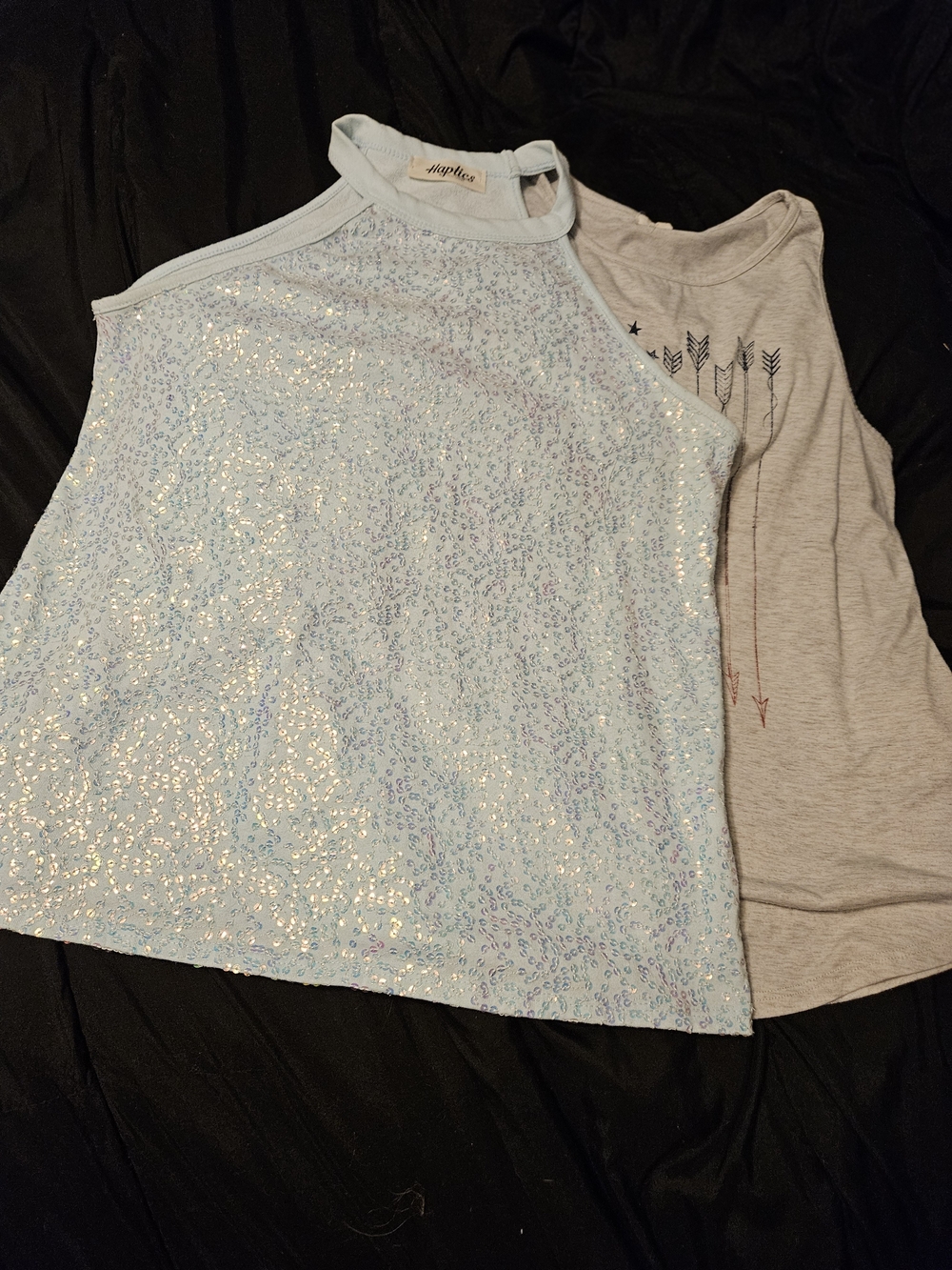 Haptics Sequin Halter Tank Top in Mint Green And MAURICE GREY TANK TOP